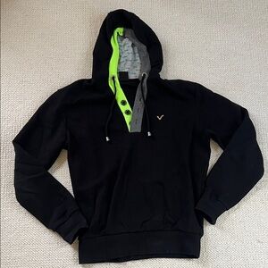 Men’s black hoodie with gray and lime green accents